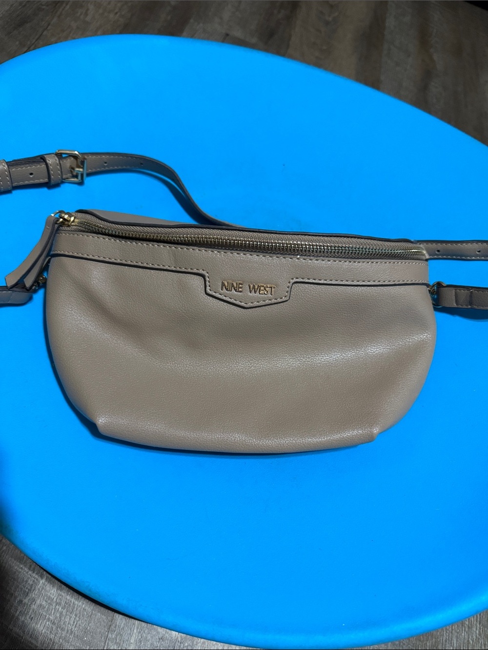 Nine West Taupe Faux Leather Mini Belt Bag